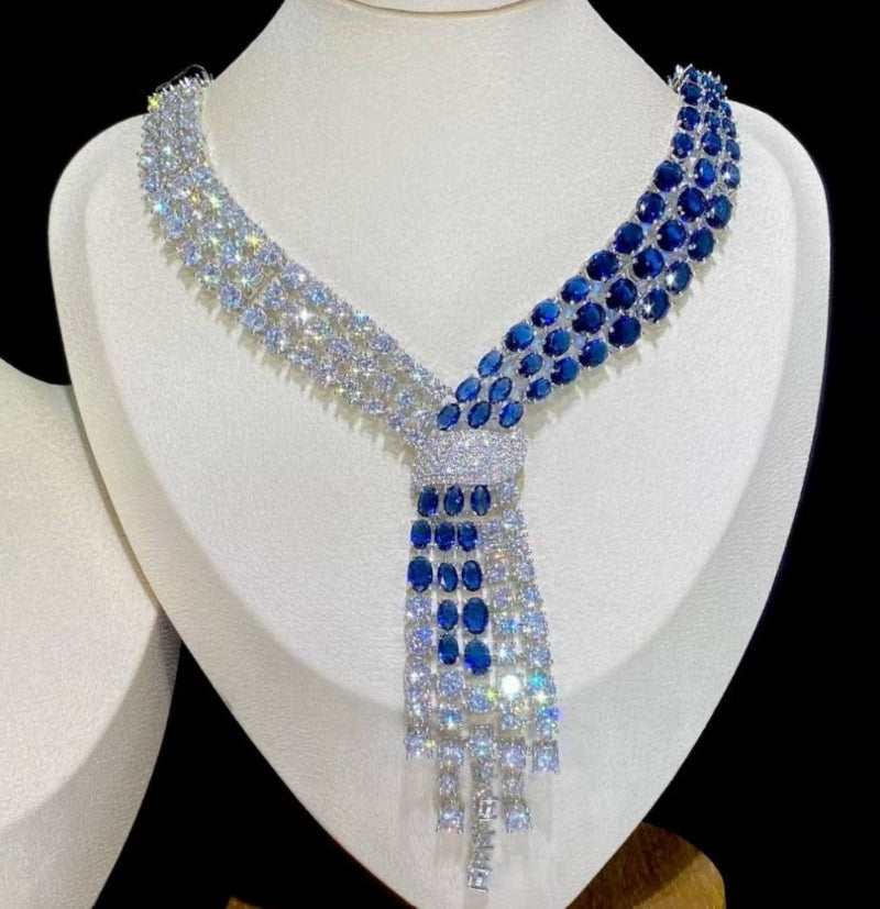 Lanie Moore Luxury Two Piece Blue Crystal Jewellery Set