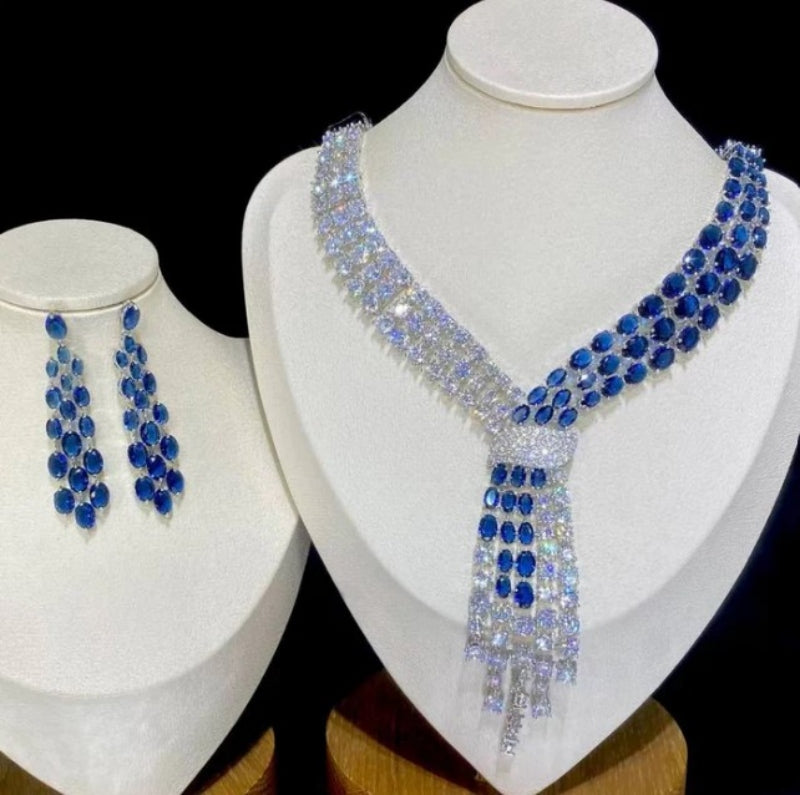 Lanie Moore Luxury Two Piece Blue Crystal Jewellery Set